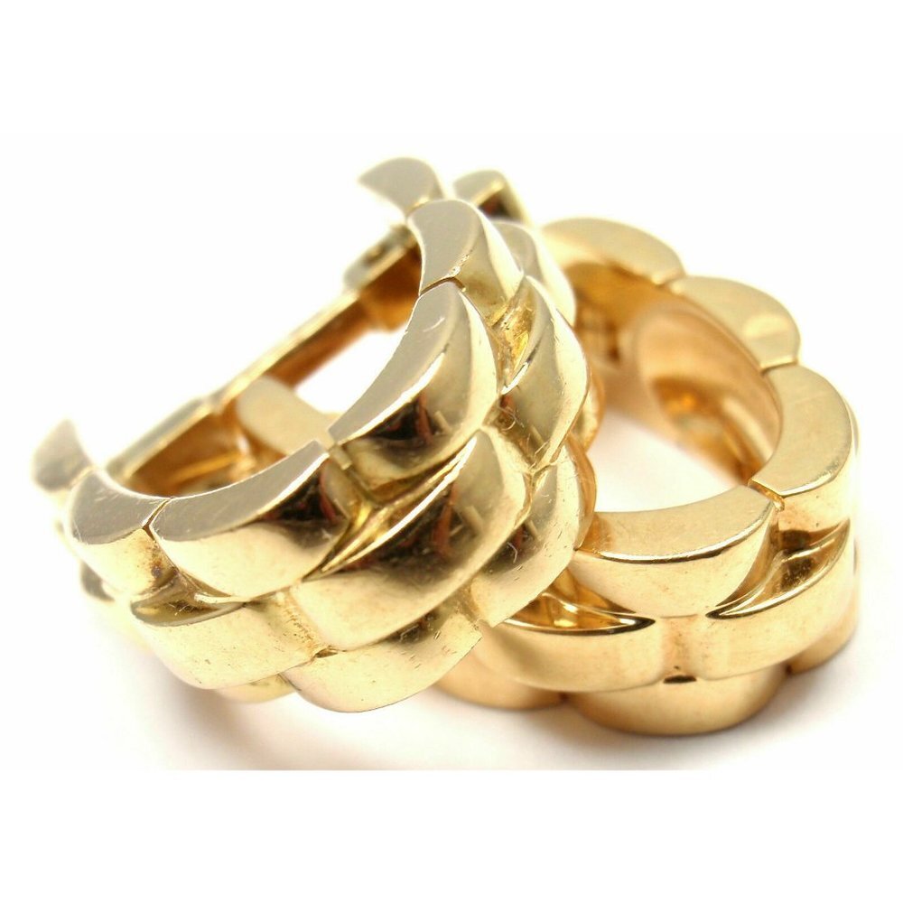 Authentic! Cartier Panthere Maillon 18k Yellow Gold Stirrup Cufflinks​